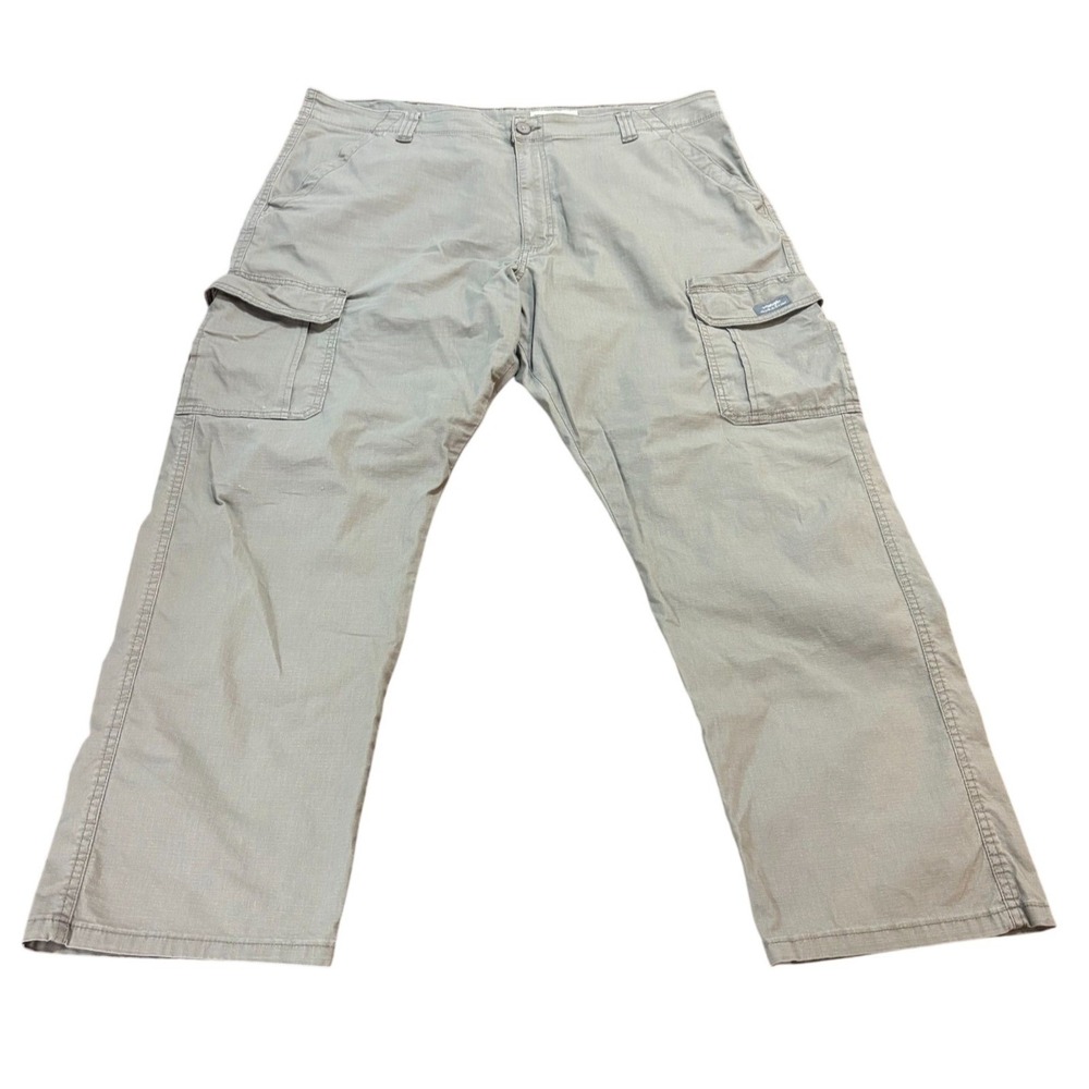 Wrangler Mens Gray Khaki Relaxed Fit Cargo Pants Utility Workwear 42x30